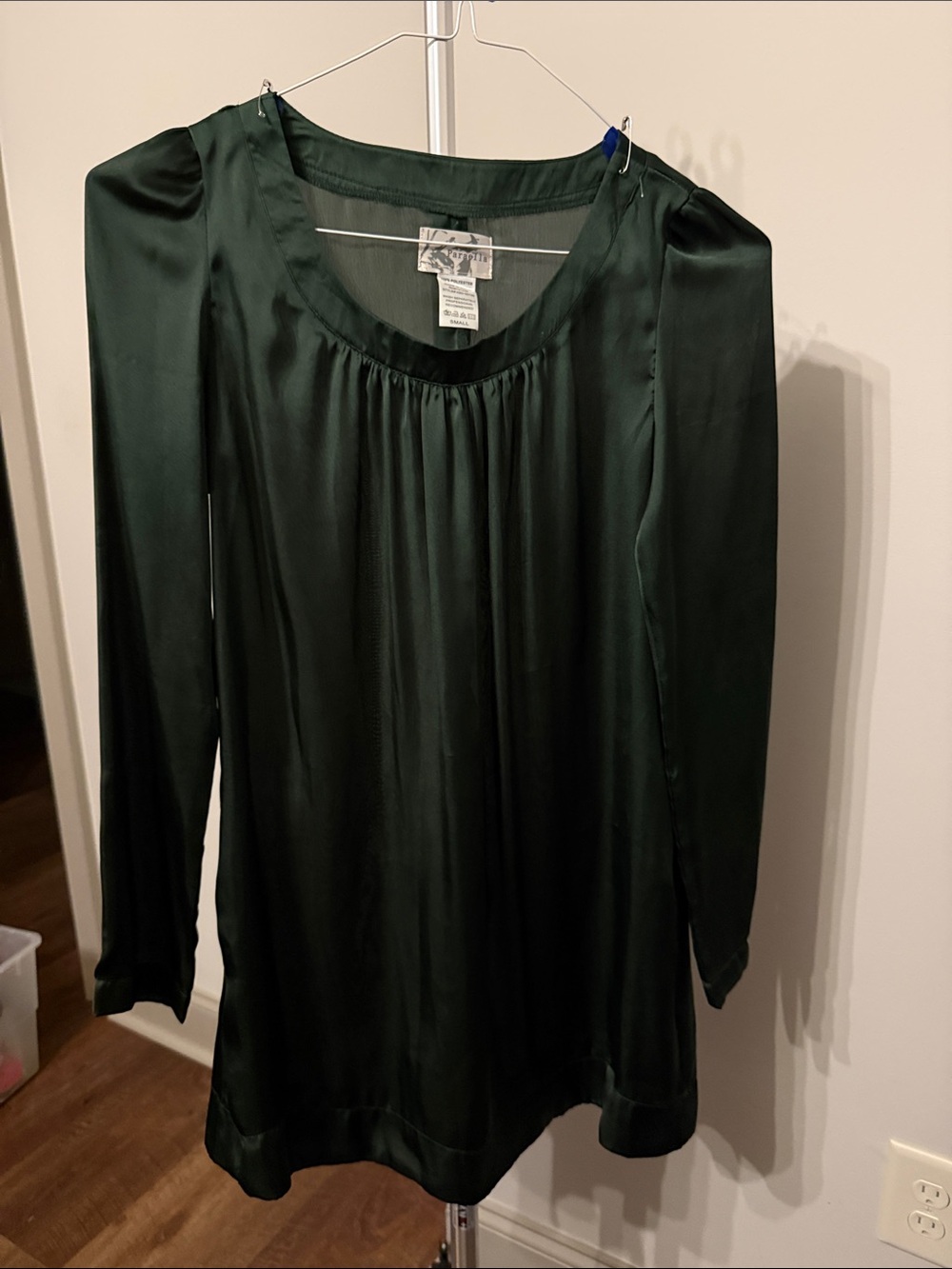 Paraella Deep Emerald Green Satin Mini Dress